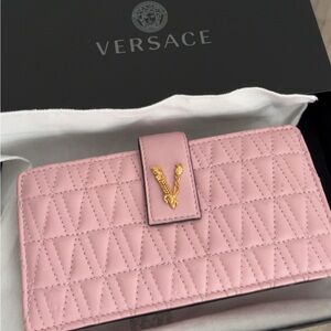 Versace Blush Pink Quilted Bag with Gold Accent